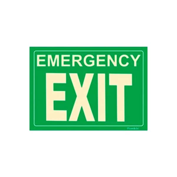 American Permalight Photoluminescent Emergency Exit Rigid PVC Sign, Non-Adhesive 600082 - main